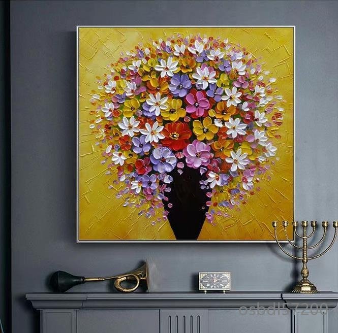 Beautiful item now available ☆ Flowers add color to this high-end hand-painted oil painting, Painting, Oil painting, Still life