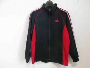 (52975)アディダス　adidas　CLIMA365　ジップ　ジャケット　ジャージ　ネイビー×レッド　160　USED