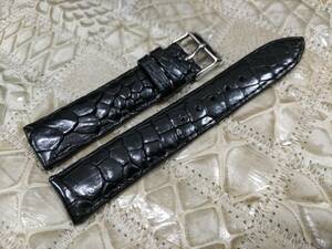  free shipping genuine article crocodile 20mm black fine quality wani leather arm belt for clock 