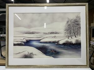 Art hand Auction 保证正宗的松本健一 标题：故乡的冬天, 圆珠笔, 写成2F⑩, 艺术品, 绘画, 其他的