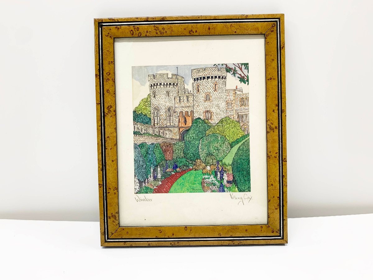 Penny Cox Signed Matte Lithograph Windsor Castle Rare Art Painting 1994, artwork, print, lithograph, lithograph