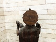 サラスヴァティ 弁才天 アンティーク インド 女神 オブジェ 置物 インテリ 木製_画像6