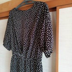 Dress apt. ドレスアプト 水玉　半袖　ワンピース　黒色　日本製 　チュニックワンピース