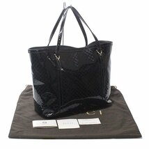 【GUCCI】グッチ 309613・204991 マイクログッチシマ パテントレザー ブラックカラー トートバッグ 純正保存袋付き_画像1