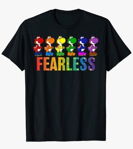 スーパーマリオ ★ ヨッシー レインボー 黒A Ｔシャツ 2XL 