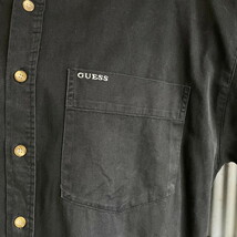 90年代 GUESS ゲス ワンポイントロゴ刺繍 長袖 コットンツイル ボタンダウンシャツ メンズL_画像4