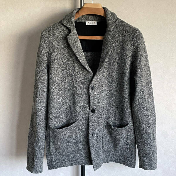 PLSTプラステfabric Knit jacket S15AWウール100％ニット テーラード ジャケットSグレー メンズ