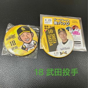 福岡ソフトバンクホークス　18 武田翔太投手　缶バッジ2個セット　BOSS E・ZO FUKUOKA 若鷹ガチャ　鷹!鷹!鷹!