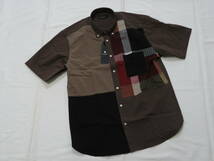 ブラックレーベル クレストブリッジ 高級半袖デザインシャツ ブラウン系 L 22,000円_画像1