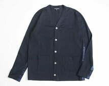 美品 COMME des GARCONS HOMME ◆迷彩テープ カーディガン ネイビー Mサイズ コットン Vネック カモフラ コムデギャルソン オム ◆XE12_画像1