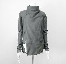 訳あり★未使用 Rick Owens ◆ レザー ハイネック ジャケット グレー サイズ40 (リブ切替) ブルゾン カーディガン リックオウエンス◆XE14_画像1