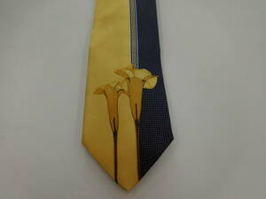  Versace / VERSACE* print pattern silk necktie * yellow beautiful goods F