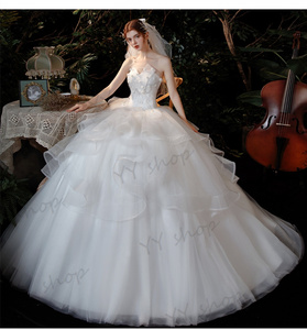H065 SALL ウェディングドレス Aライン ビスチェ チュールスカート 白 小さい～大きいサイズ 花嫁 結婚式 撮影 パニエ グローブ ベール付