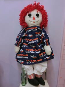 ラガディ・アン 超特大 ぬいぐるみ人形 BIG90㎝ ビンテージ Raggedy Ann Plush ラガディアン USA カントリー雑貨 NFL デンバーブロンクス