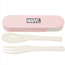 e)お値打ち!! マーベル MARVEL 長角弁当箱（2段） スプーン・フォークセット ボックスロゴ PASTEL PINK ピンク おしゃれ 可愛い※未使用品_画像9