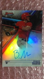 送料込即決 2018 Bowman's Best Best of 2018 Autographs Refractor B18-BMA Brandon Marsh ブランドン・マーシュ 直書き直筆サインカード