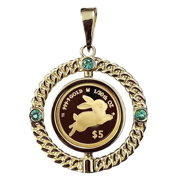 17796 ピーターラビット金貨 イギリス エリザベス女王 4.78g 2023年 純金 1/30オンス エメラルド コイントップ 回転式 ガラス付 【新品】