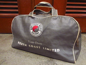 ビンテージ70's●NORTHERN PACIFIC RAILWAYボストンバッググレー●230425c6-bag-bstn 1970sノーザンパシフィック鉄道ハンドバッグ