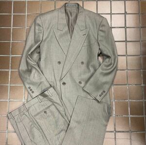 [ outlet price ] new goods * super-discount tag attaching / double-breasted suit / size AB8/ beige herringbone pattern / side Benz 2 tuck fine quality cloth 