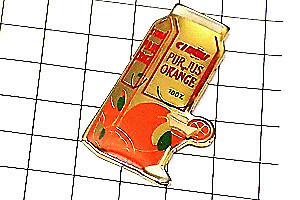 ピンバッジ・オレンジジュース紙パック容器◆フランス限定ピンズ◆レアなヴィンテージものピンバッチ