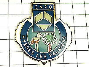 ピンバッジ・フラミンゴやしの木紋章◆フランス限定ピンズ◆レアなヴィンテージものピンバッチ