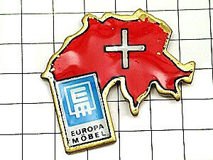 ピンバッジ・スイス国旗の十字地図型◆フランス限定ピンズ◆レアなヴィンテージものピンバッチ