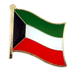 ピンバッジ◆クウェート 国旗デラックス薄型キャッチ付き 汎アラブ色 ピンズ KUWAIT FLAG STATE-OF-KUWAIT ピンバッチ タイタック