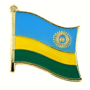 ピンバッジ◆ルワンダ 国旗デラックス薄型キャッチ付き 太陽の光 ピンズ RWANDA FLAG REPUBLIQUE-DU-RWANDAピンバッチ タイタック