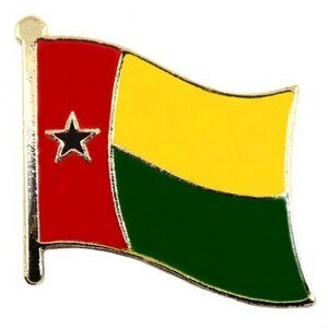 ピンバッジ◆ギニアビサウ 国旗デラックス薄型キャッチ付き スター星 アフリカ色 ピンズ GUINEA-BISSAU FLAG ピンバッチ タイタック