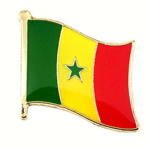 ピンバッジ◆セネガル 国旗デラックス薄型キャッチ付き 汎アフリカ色 緑の星 ピンズ SENEGAL FLAG REPUBLIQUE-DU-SENEGAL