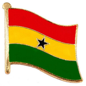 ピンバッジ◆ガーナ 国旗デラックス薄型キャッチ付き 星 スター ラスタカラー ピンズ GHANA FLAG REPUBLIC-DU-GHANA