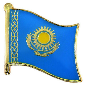ピンバッジ◆カザフスタン 国旗デラックス薄型キャッチ付き 太陽と鳥 ピンズ KAZAKHSTAN FLAG REPUBILC-OF-KAZAKHSTAN