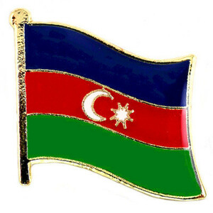 ピンバッジ◆アゼルバイジャン 国旗デラックス薄型キャッチ付き 三日月 ピンズ AZERBAIDJAN FLAG REPUBLIC-OF-AZERBAIDJAN