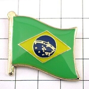 ピンバッジ◆ブラジル 国旗デラックス薄型キャッチ付き アウリヴェルジ 星座 ピンズ BRASIL BRAZIL BANDEIRA BANDERA FLAG