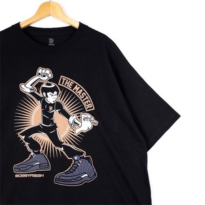 BOBBY FRESH クルーネック半袖プリントTシャツ メンズUS-2XLサイズ エアジョーダン12 ブルースリー 黒 AIR JORDAN12 古着 t-2454n