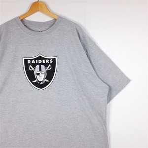 新品未使用品 Majestic NFL RAIDERS クルーネック半袖プリントTシャツ メンズUS-3XLTサイズ 杢グレー レイダース フットボール t-2476n