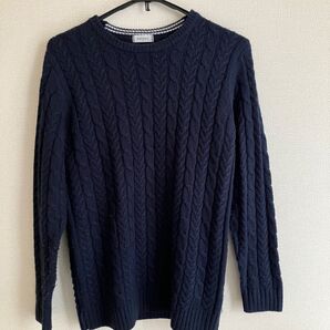 ネイビー ニット ユニクロ GU ナノユニバース ケーブルニット ラウンジリザード KNIT WEGO BROWNY