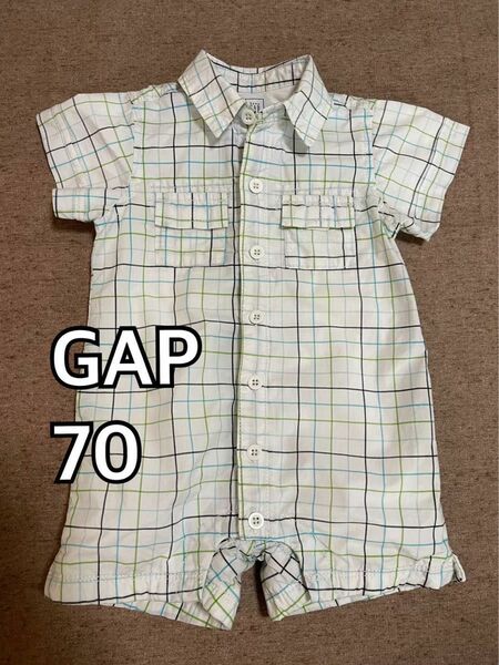 GAP★さわやかチェック柄ロンパース 70 ギャップ