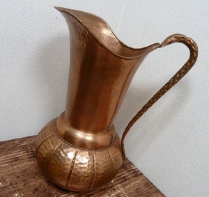(☆BM)COPPER100%/銅製 水差し オブジェ 高さ51㎝/3.1kg 置物 アンブレラスタンド 壺 花瓶 花器 傘立て 洋風 コッパー