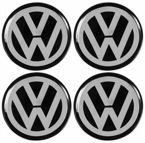 エンブレム 丸 86mm VW Volkswagen フォルクスワーゲン ブラック 黒 クラシック ロゴ ホイールキャップ 4枚 セット キット ヴィンテージ