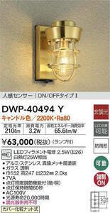 アンティーク　大光電機照明器具 DWP-40494Y ポーチライト LED