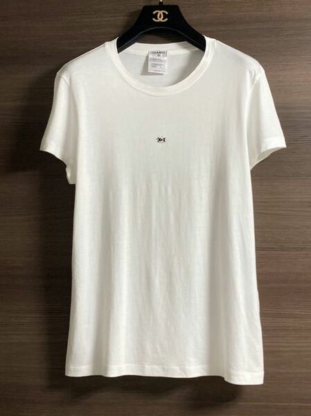 良品　シャネル　ココマーク　白色　半袖　コットン　Tシャツ　カットソー　40