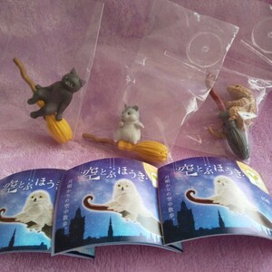  empty .. broom cat hamster armadillo lizard * 3 point set ga tea Capsule toy figure doll house magic. broom mascot 