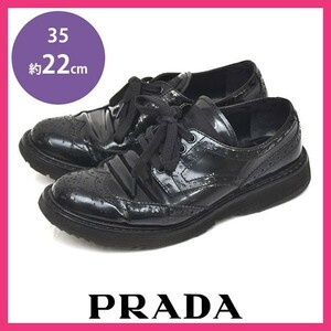 プラダ PRADA ウィングチップシューズ ローファー スニーカー 革靴 ブラック 黒 35(約22cm) sh23-0203