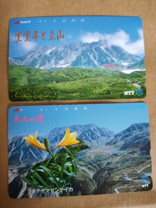 未使用 テレホンカード 室堂平と立山 立山の花 タテヤマゼンテイカ 50度数 2枚 テレフォンカード テレカ 日本 富山 景色 風景 自然 