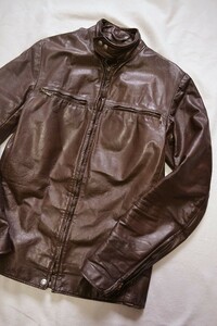 [60'S Vintage ] single rider's jacket leather leather jacket Brown tea 