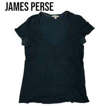 JAMES PERSE ジェームスパース 半袖 シャツ トップス Vネック 紺 レディース ブランド_画像1