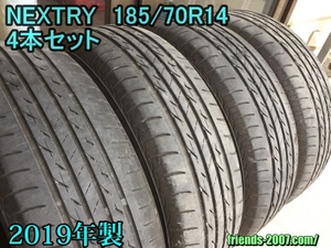 185/70R14 ブリヂストンNEXTRY 2019年 4本セット 溝約4～5mm BRIDGESTONE NEXTRY 　送料5020円～(4本で)