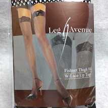 LEG AVENUE 9658BK レースアップ・トップ・フィッシュネット・ストッキング　黒　O/S　キュートな網タイツ_画像1