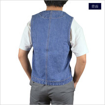 日本製 ビッグジョン デニム ベスト Lサイズ▼SP602-RW-L▼新品 綿100% ロックウォッシュ メンズ BIG JOHN Authentic Denim Vest Q1_画像2